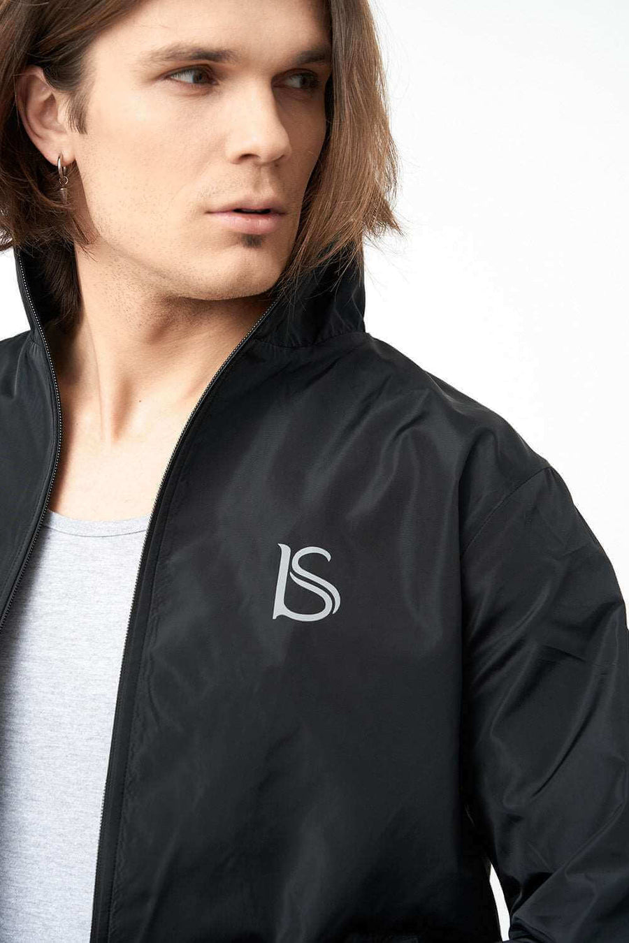 Printed BS Logo of Full Zipped Active Funnel Neck Jackets for Men