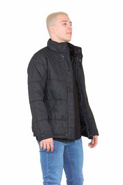 Side View of Men's Puffer Jacket in Black