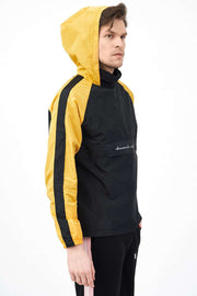 Side View of Men's Hooded Jacket with Colour Block Design