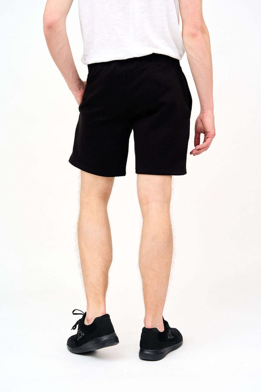 Back View of Flexible Men's Gym Shorts in Black for Your Active Lifestyle