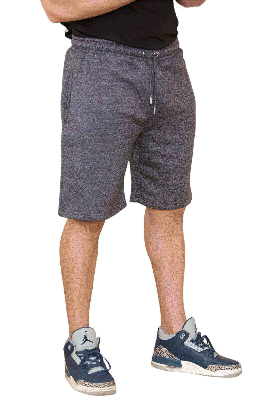 Left Side View of Men's Gym Shorts in Charcoal for Your Active Lifestyle