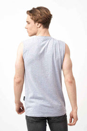Back View of Men's Active Muscle Fit Vest with BS Embroidery