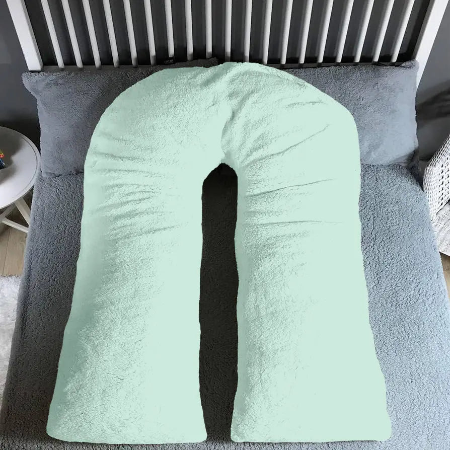 U Shaped 9FT Teddy Fleece Full Body Pillowcase - Beach Stone
