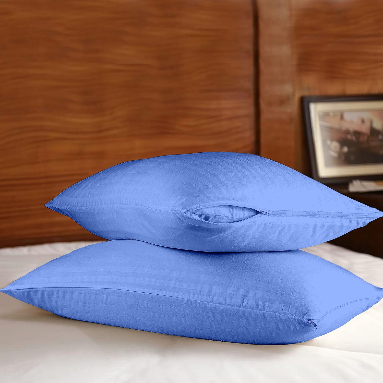 Microfiber Ultra Soft Satin Stripe Pillow Cases | Breathable & Zipped Pillow Covers