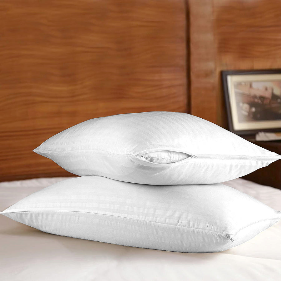 Microfiber Ultra Soft Satin Stripe Pillow Cases | Breathable & Zipped Pillow Covers