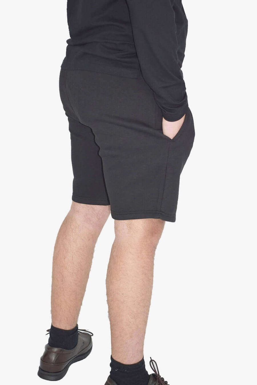 Back Side View of Regular Men's Gym Shorts in Black for Your Active Lifestyle