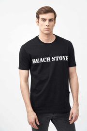 Front View of Men's Short Sleeve Shirts in Black