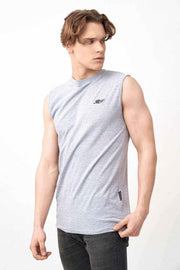 Side View of Men's Active Muscle Fit Vest with BS Embroidery