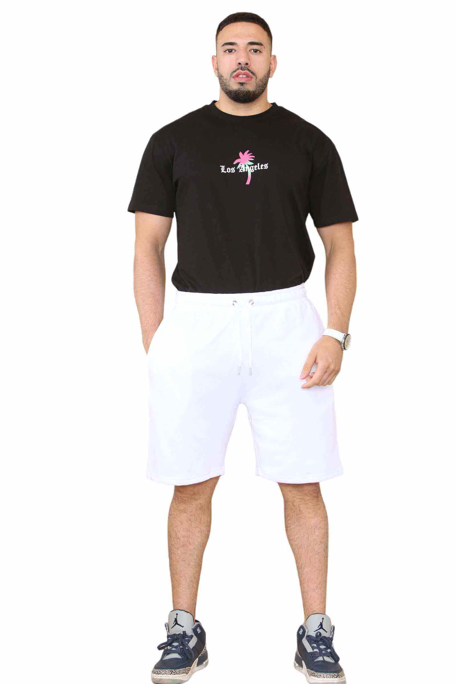 Front View of Men's Gym Shorts in White for Your Active Lifestyle