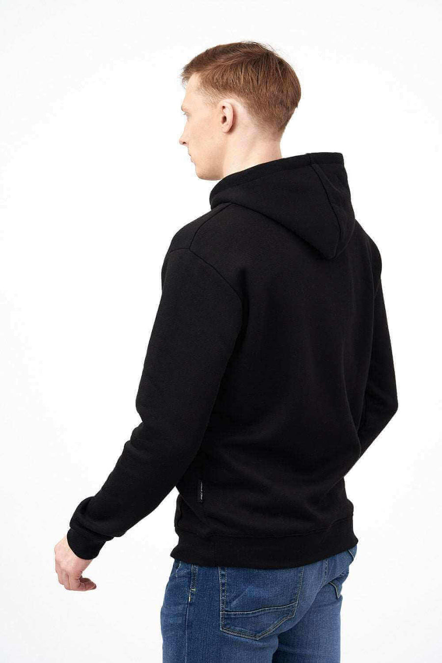 Back Side Pose of Men's Hoodie with Beach Stone Embroidery