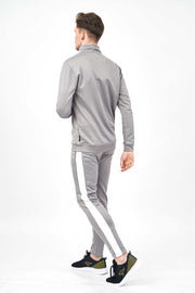 Back View of Tricot Funnel Neck Men's Tracksuit Set with Side Panel