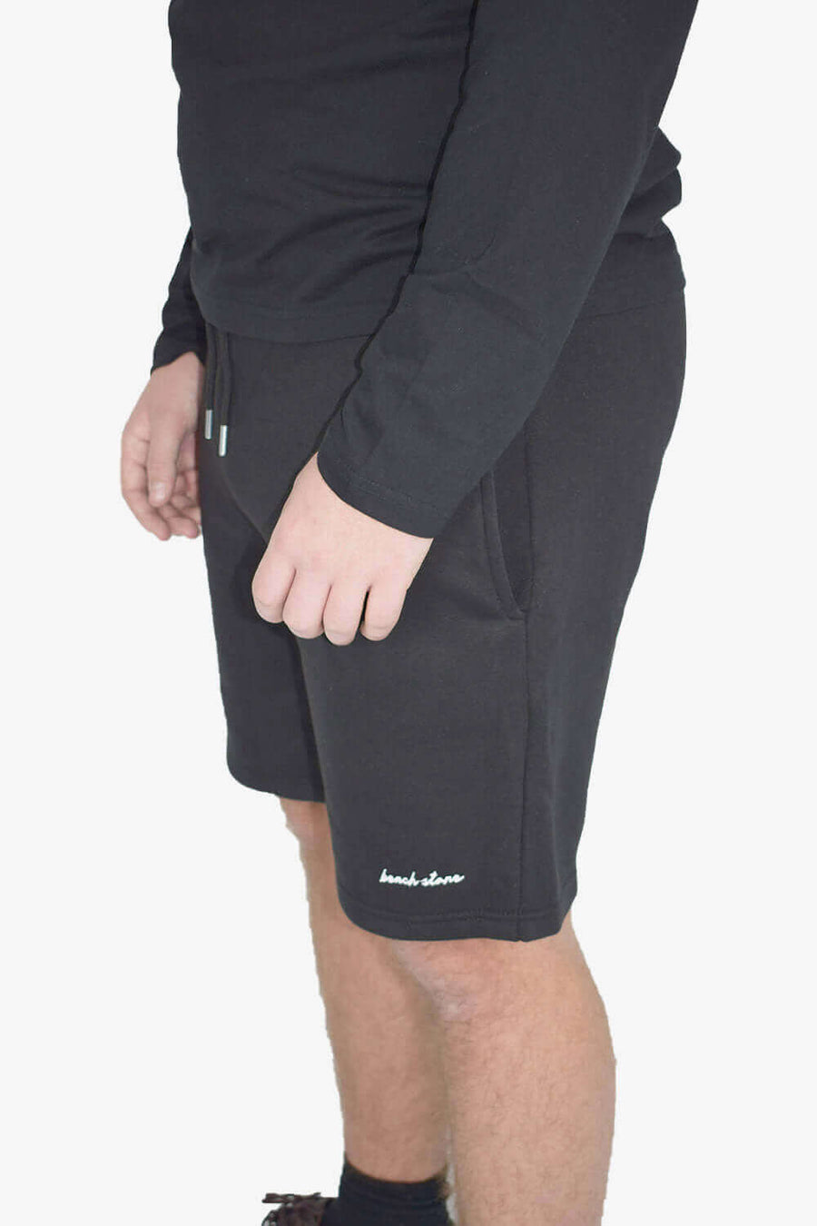 Side View of Regular Men's Gym Shorts in Black for Your Active Lifestyle
