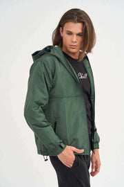 Side View of Men's Zipper Jacket with Adjustable Cuffs