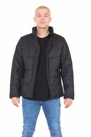 Front View of Men's Puffer Jacket in Black