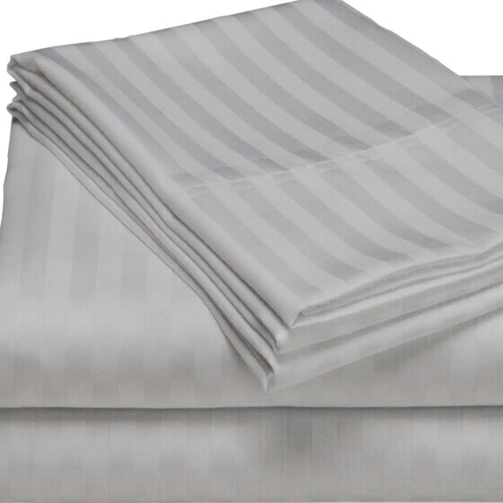Pastel Yellow Pure Egyptian Cotton Flat Sheet Super King 330 TC 500 Thread Count Equivalent Satin Stripe Bed Sheet - Beach Stone