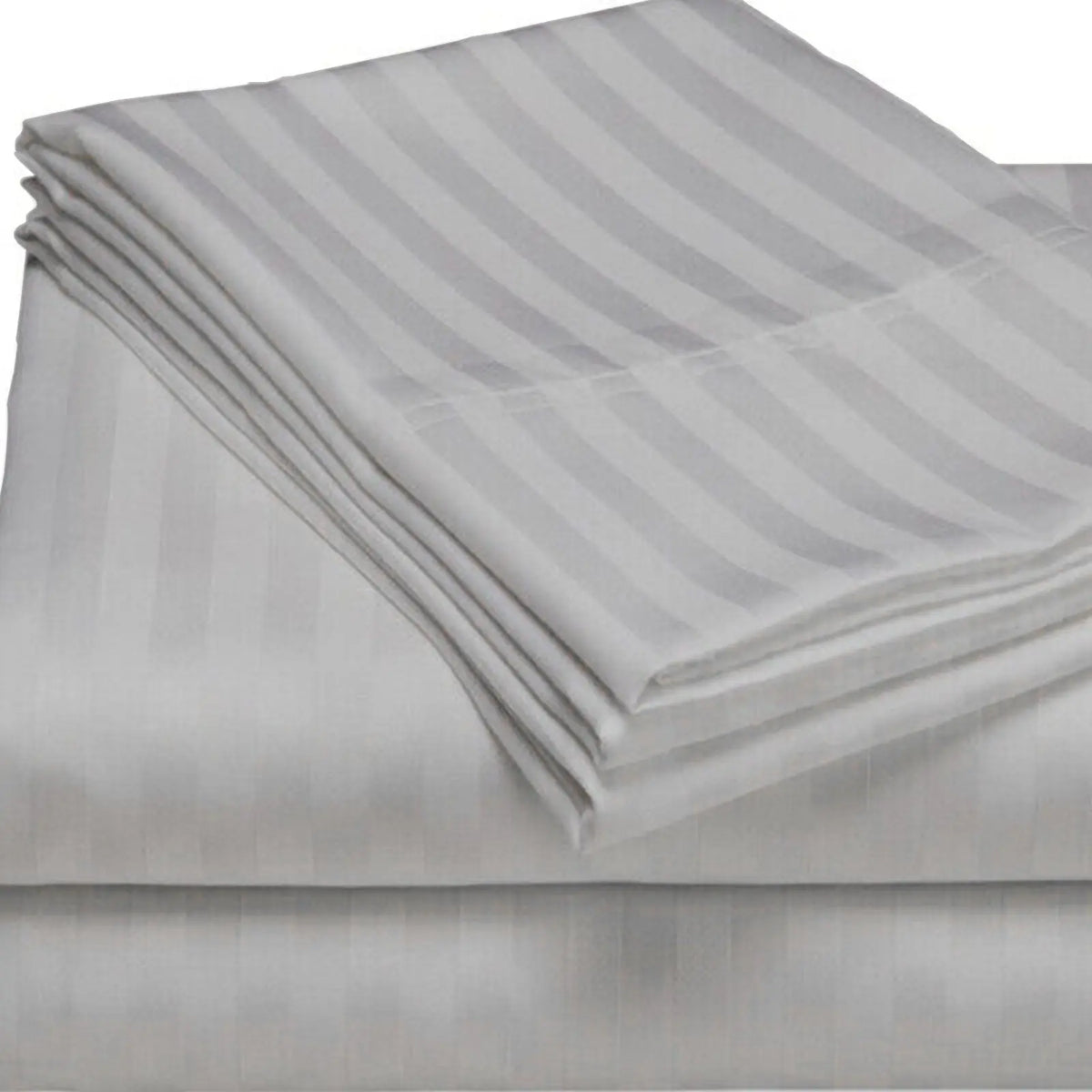 Pastel Yellow Pure Egyptian Cotton Flat Sheet Super King 330 TC 500 Thread Count Equivalent Satin Stripe Bed Sheet - Beach Stone