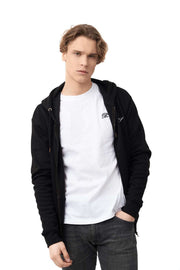 Front Pose of Durable Zipped Men's Hoodie
