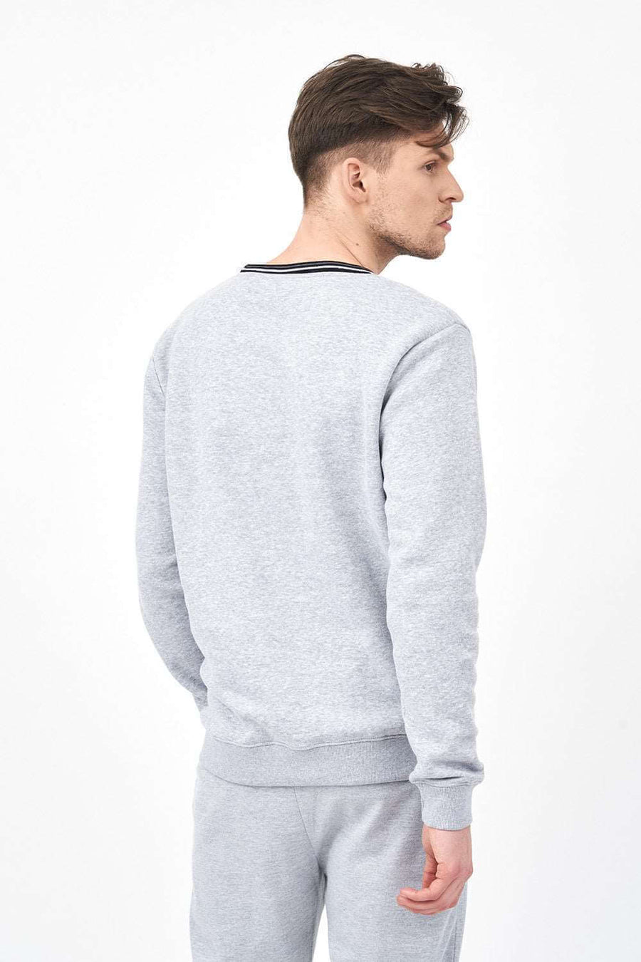Back View of Men's Sweatshirt with Contrast Tipping