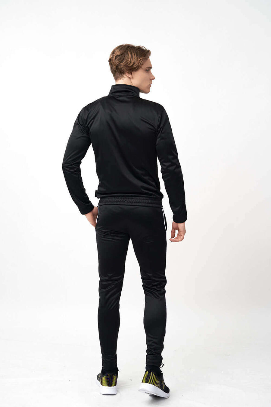 Back View of Zipper Tricot Men's Tracksuit with Side Piping