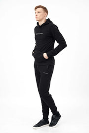 Side View of Muscle Fit Poly Hooded Men's Tracksuit
