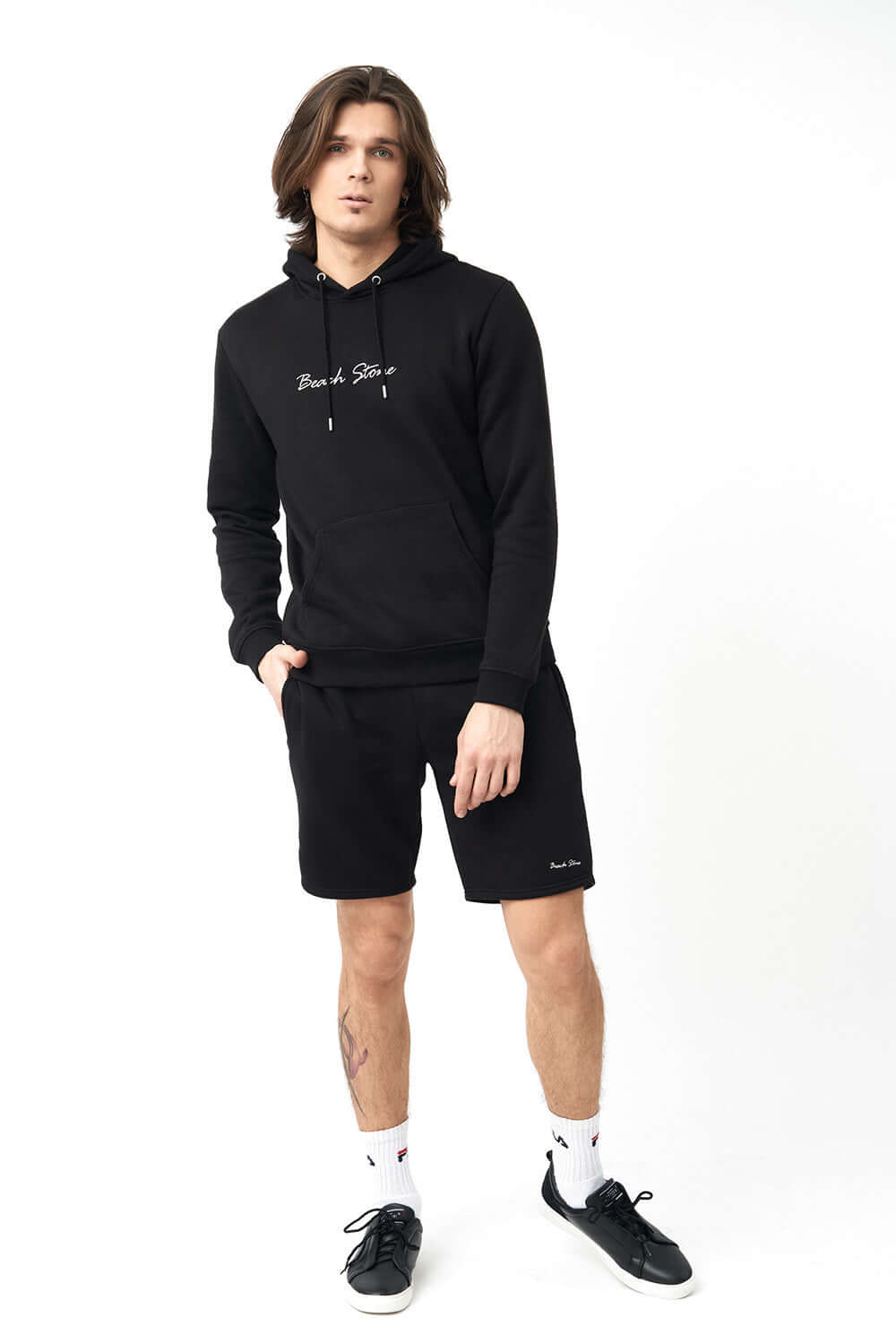 Front View of Men's Hoodie with Shorts