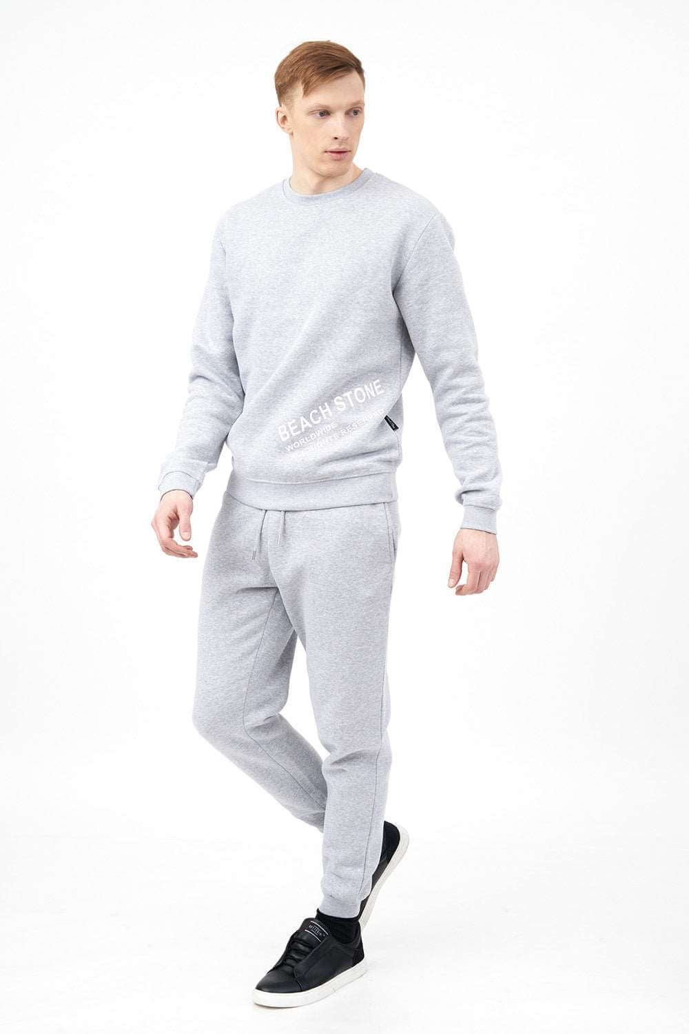 Side View of Regular Fit Reflective Fleece Sweater Tracksuit for Men