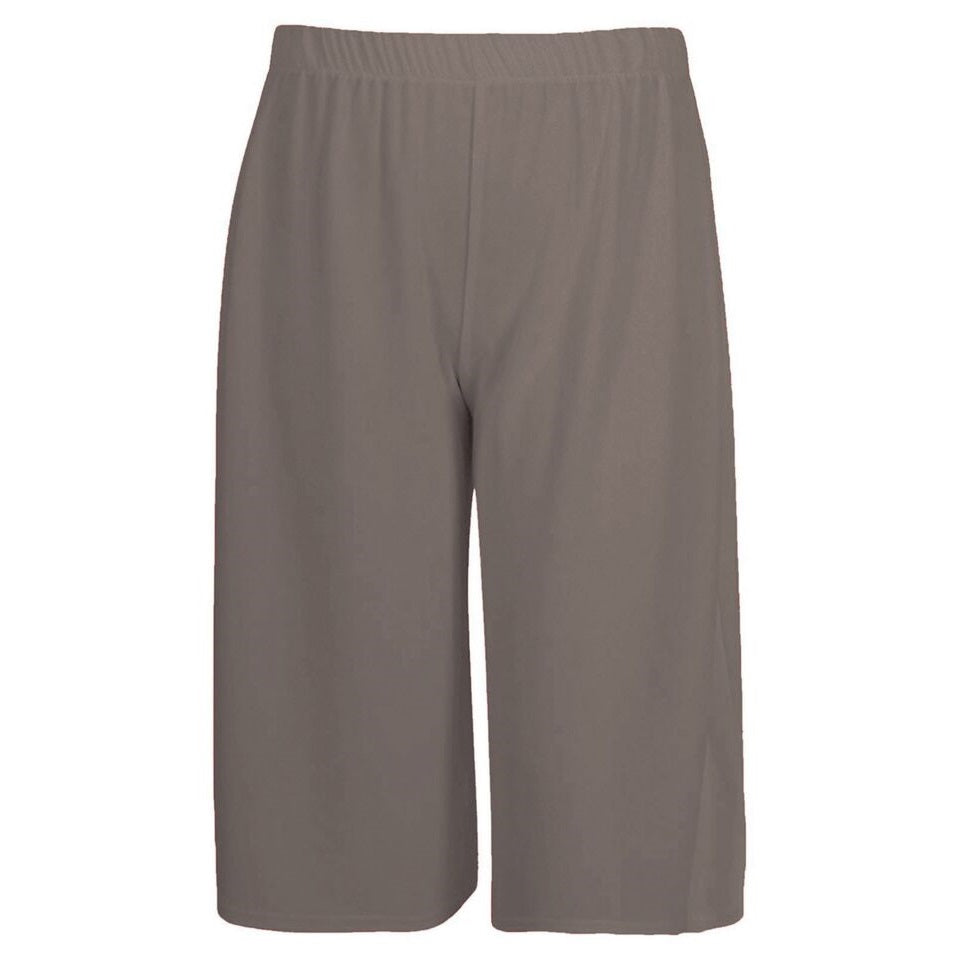Womens Ladies Plain 3/4 Length Short Palazzo Trousers Casual Wide Leg Culottes Pants Plus Sizes UK 8-26