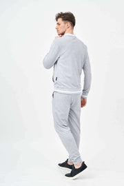 Back View of Men's Tracksuit Set with Contrast Rib
