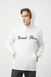 Comfy Men's Hoodie with Beach Stone Embroidery In Oatmeal