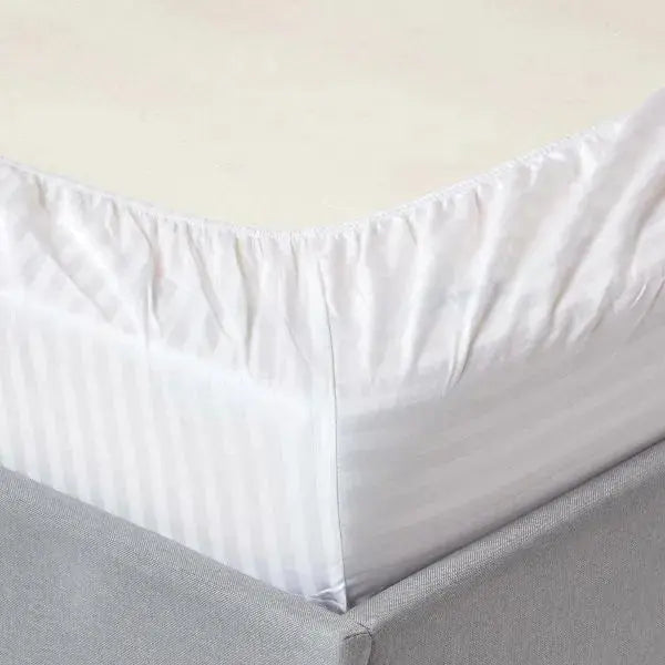 Pastel Yellow Pure Egyptian Cotton Flat Sheet Super King 330 TC 500 Thread Count Equivalent Satin Stripe Bed Sheet - Beach Stone