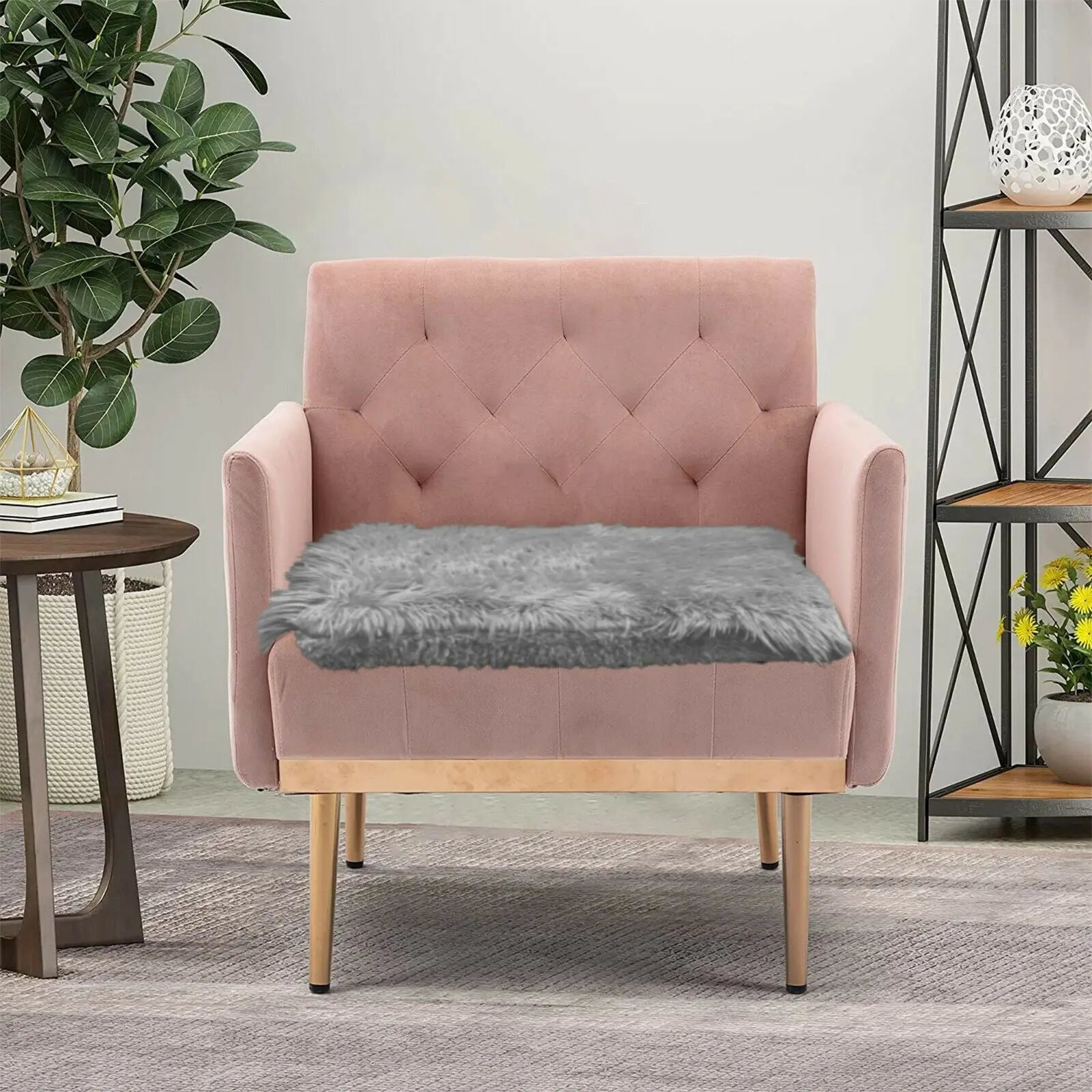 Tie On Chair Seat Pads Kitchen Seat Teddy Cuddles Fur Cushions Dining Garden Pad - Beach Stone