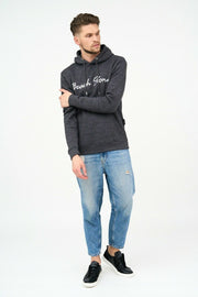 Comfy Men's Hoodie with Beach Stone Embroidery In Charcoal