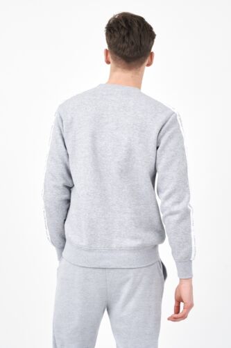 Men's Sweatshirt With Beach Stone Print and Side Tape in Grey