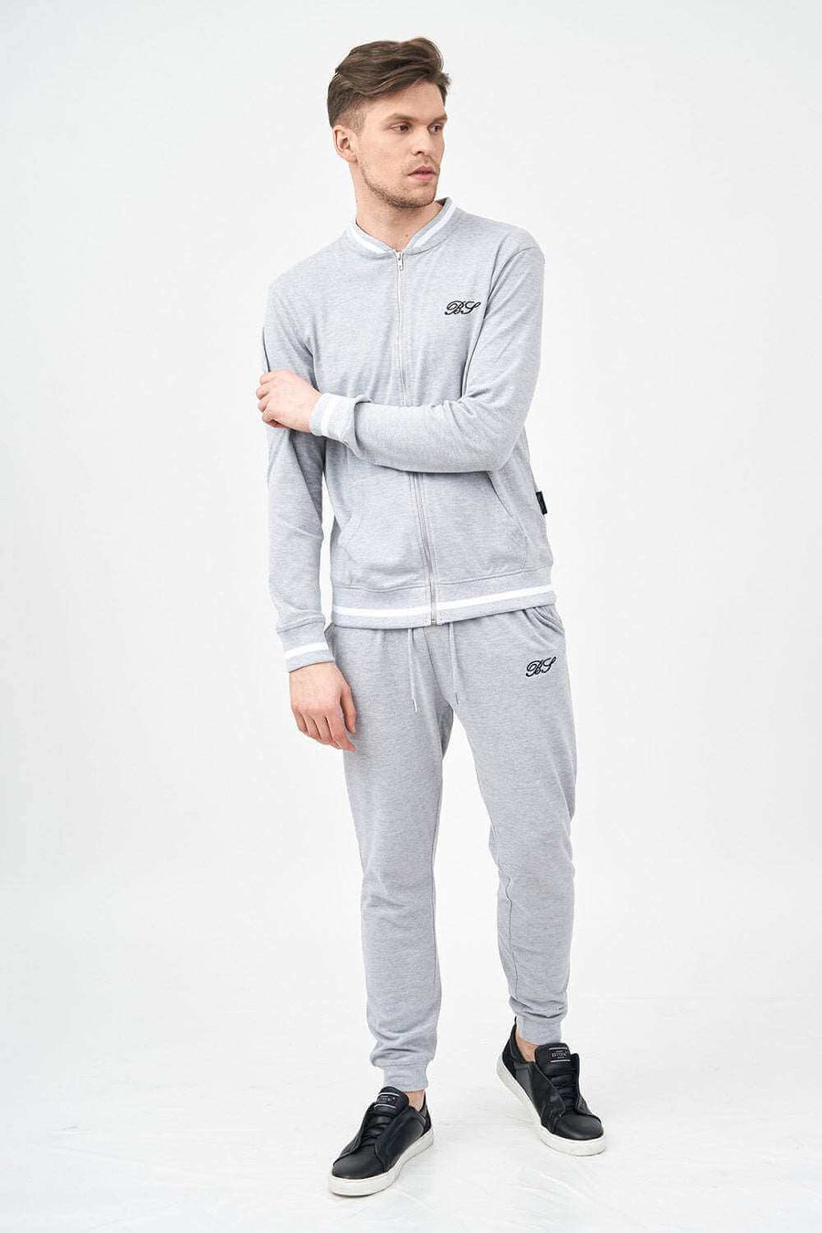 Front Posture of Men's Tracksuit Set with Contrast Rib