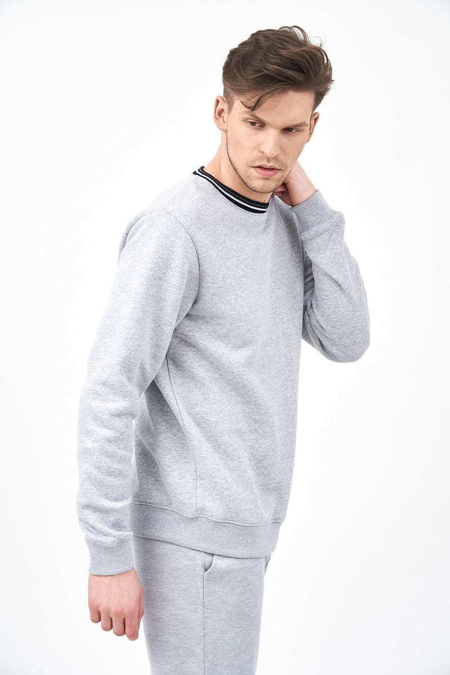 Side View of Men's Sweatshirt with Contrast Tipping