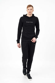 Front View of Muscle Fit Poly Hooded Men's Tracksuit