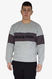 Casual Crew Neck Sweatshirt with Beach Stone Print