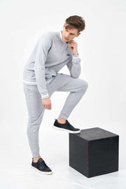 Side Posture of Men's Tracksuit Set with Contrast Rib