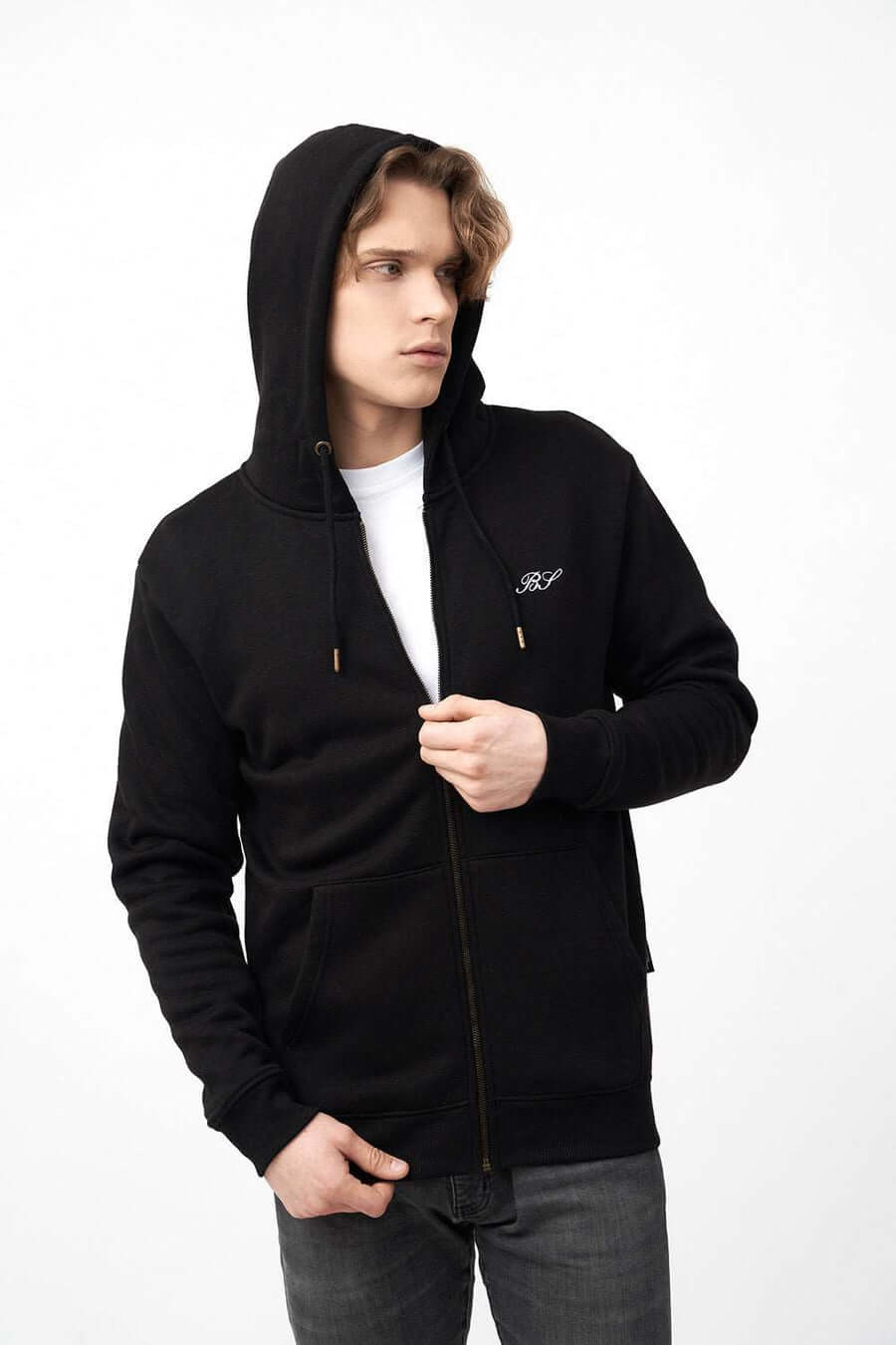 Embroided BS Durable Zipped Men's Hoodie