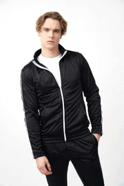 Shirt of Zipper Tricot Men's Tracksuit with Side Piping